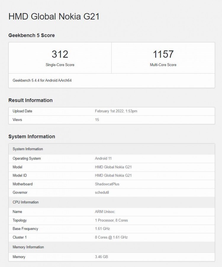 50 megapiksel kameralı Nokia G21, Geekbench'te ortaya çıktı