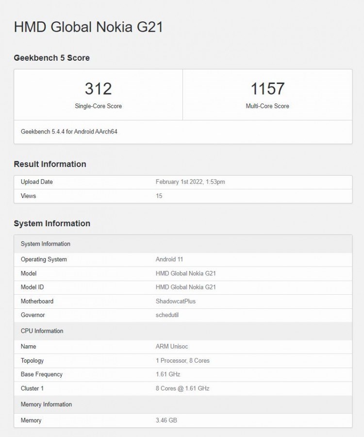 50 megapiksel kameralı Nokia G21, Geekbench'te ortaya çıktı