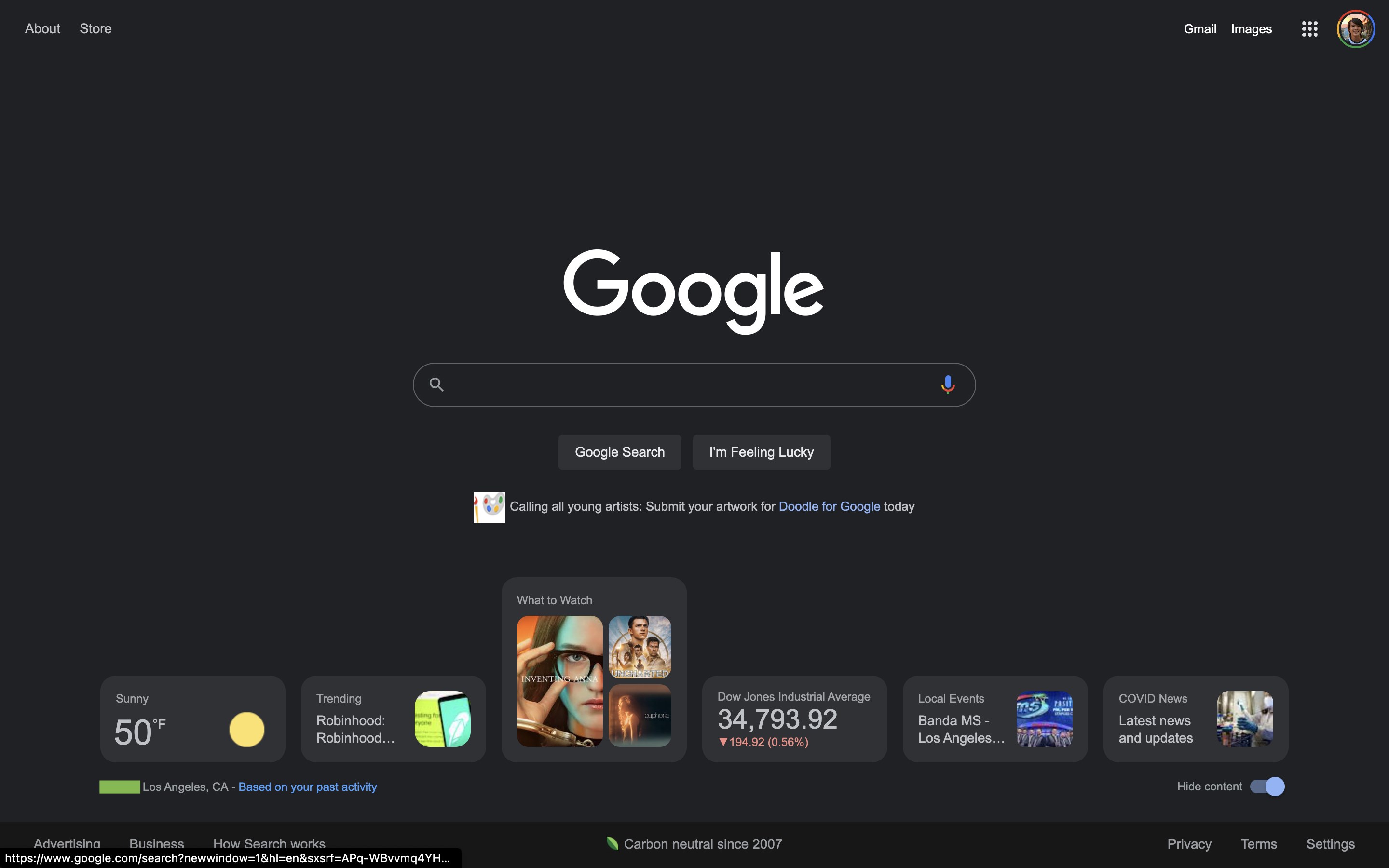 Google ana sayfası için widget'lı tasarım test ediliyor
