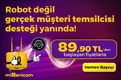 Millenicom'da 100 Mbps fiber internet 99,90 TL