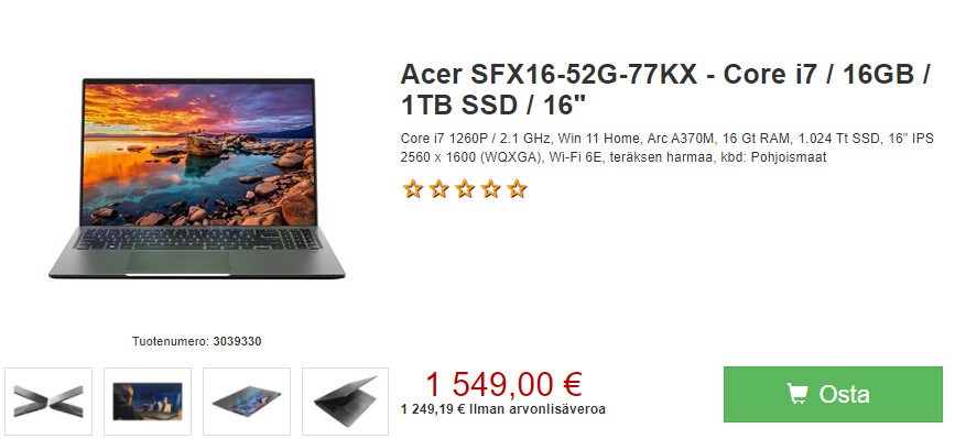 Acer Swift X 2022