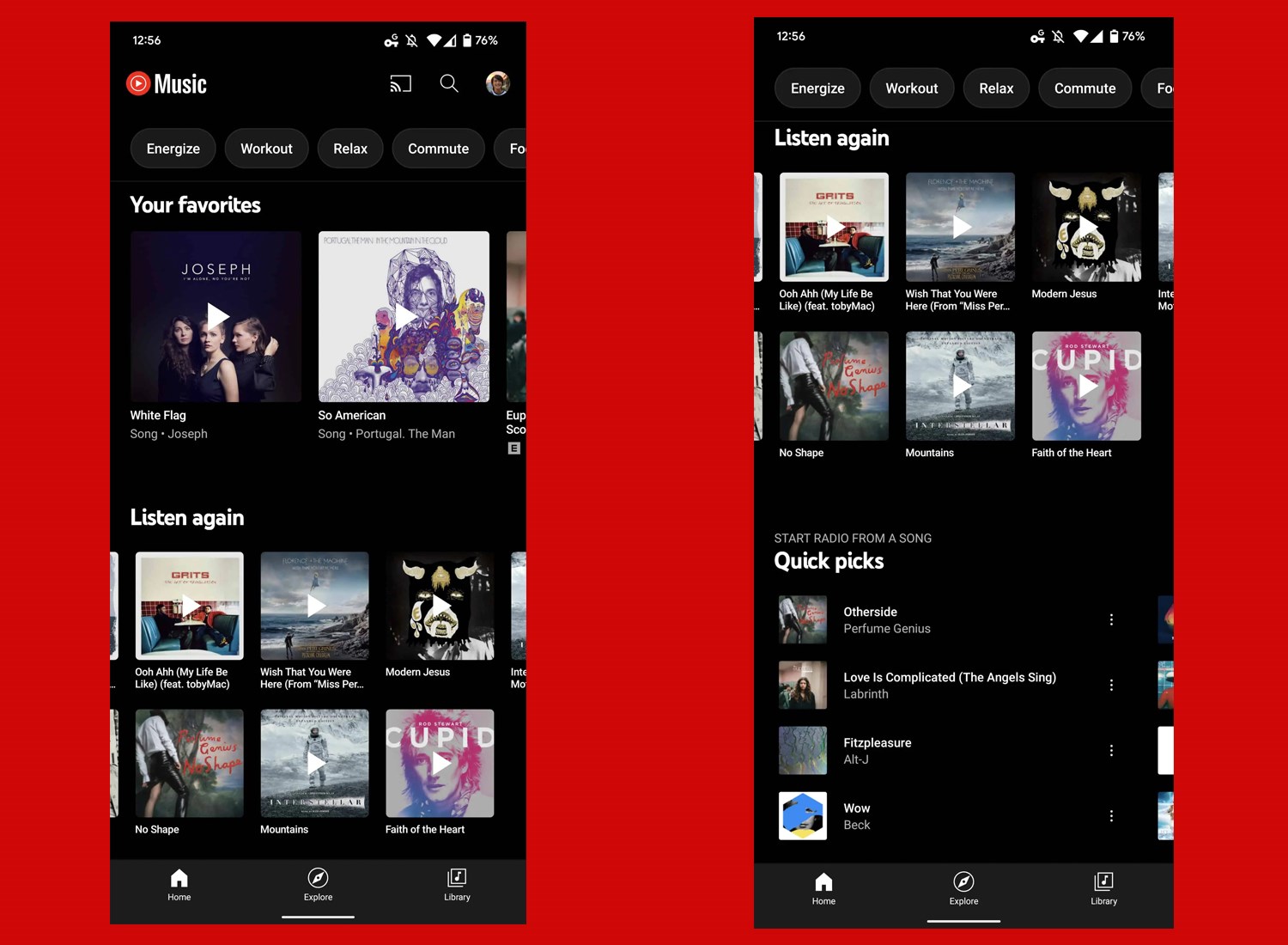 YouTube Music, Tekrar dinle bölümde tasarım değişikliğine gidiyor