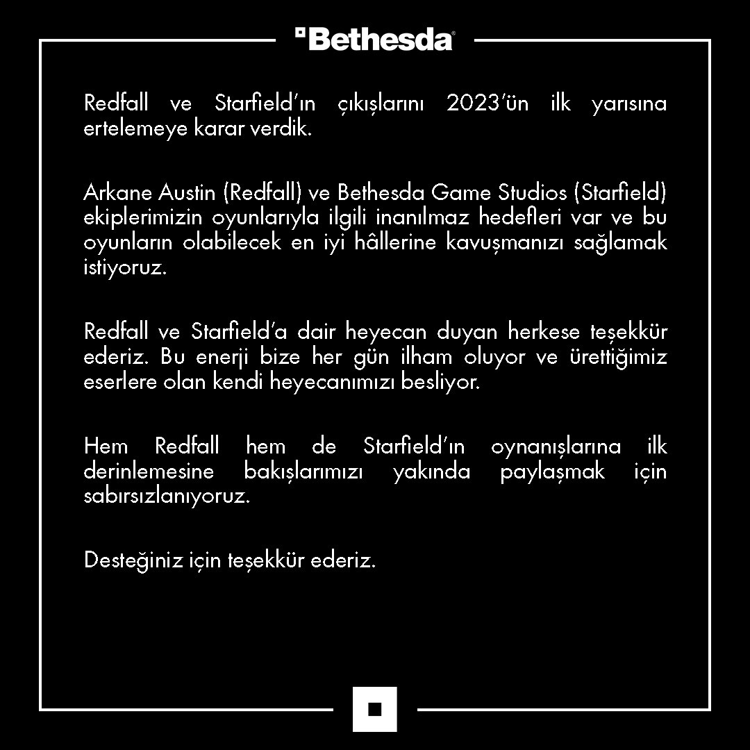 Bethesda oyunları Starfield ve Redfall ertelendi