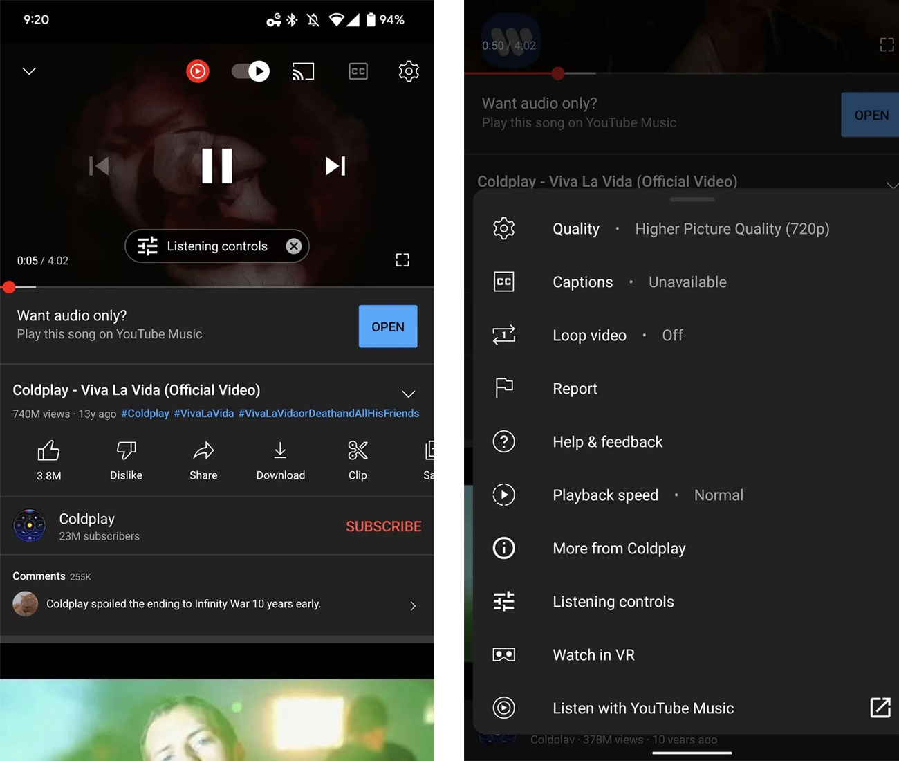 YouTube, şarkıları YouTube Music'te açmak için kısayollar sunuyor