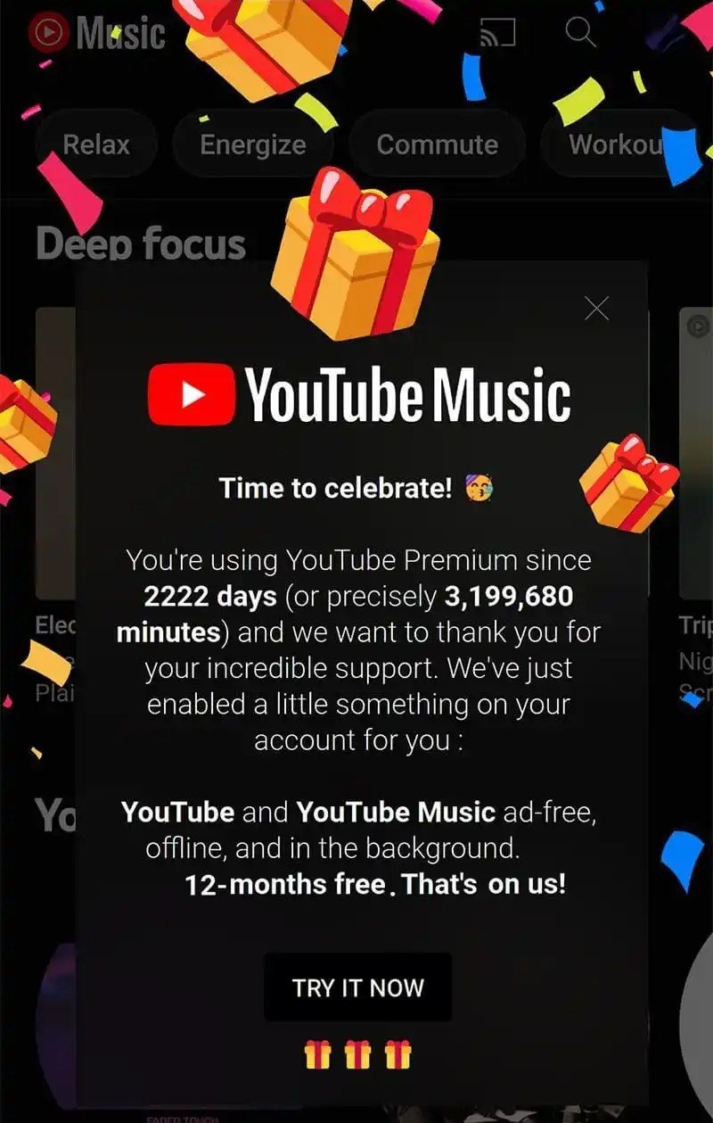 YouTube, bazı Premium üyelerine 1 yıllık hizmet hediye ediyor