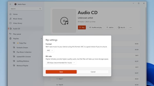 windows 11 media player cd rip