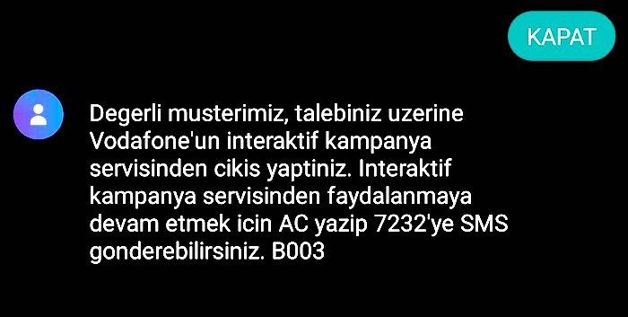 Turkcell ve Vodafone pop up mesaj kapatma nasıl yapılır?