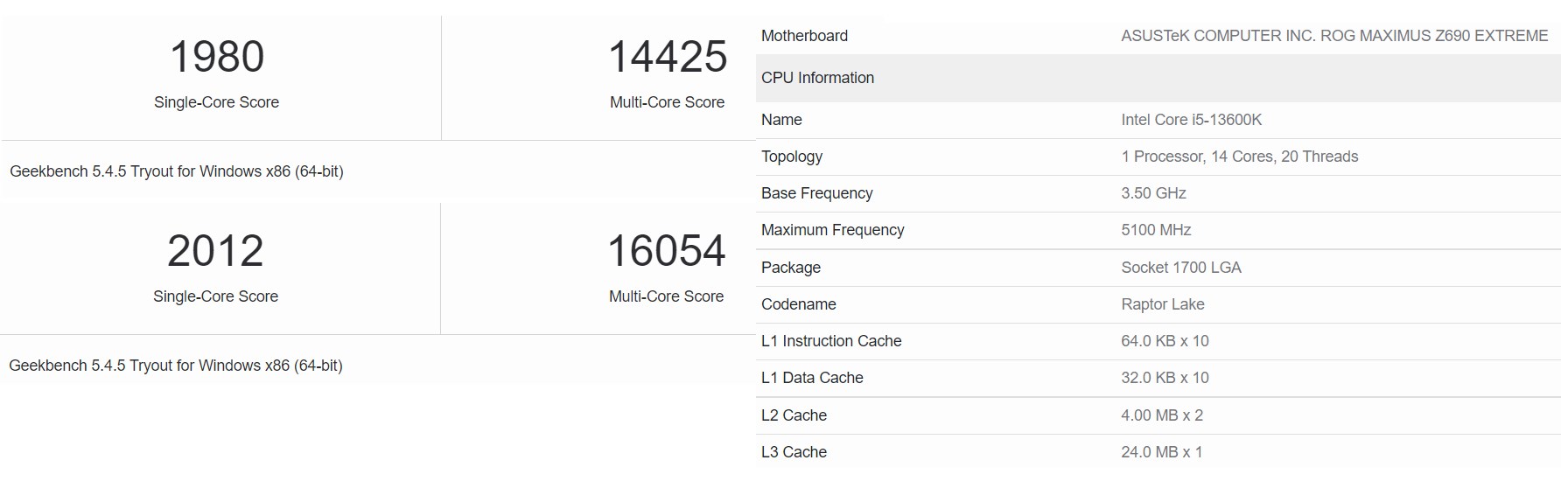 Intel Core i5 13600K Geekbench'te göründü: F/P lideri olabilir