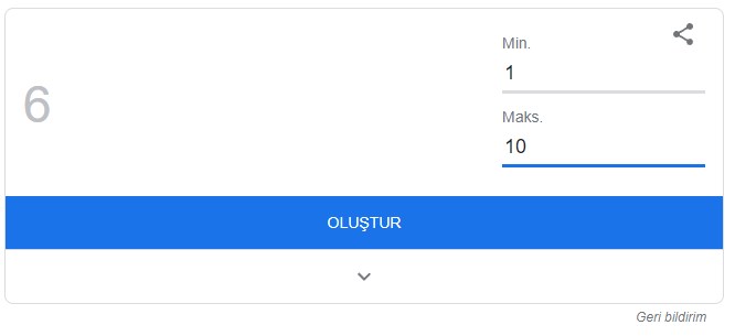 Google random sayı oluşturma