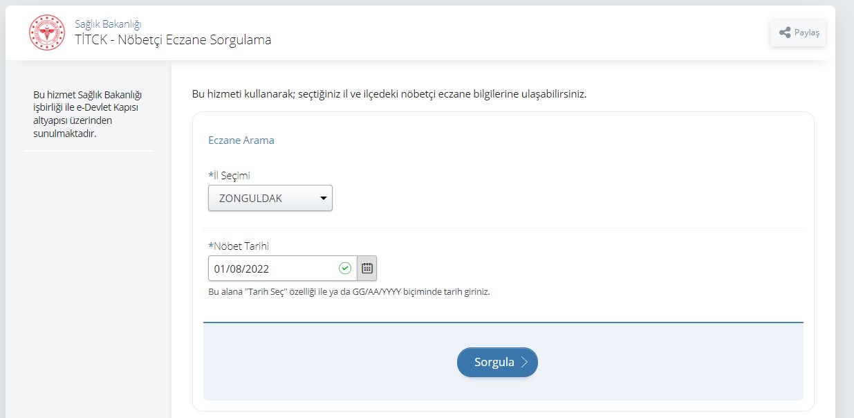 E-Devlet Nöbetçi Eczane Sorgulama nasıl kullanılır?