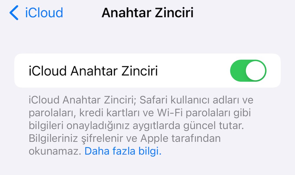 icloud anahtar zinciri açma iphone