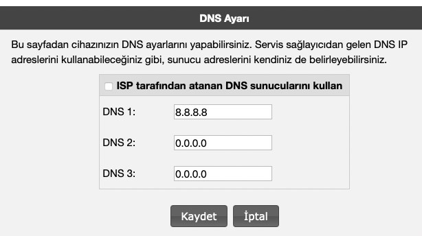 Modem DNS ayarları değiştirme