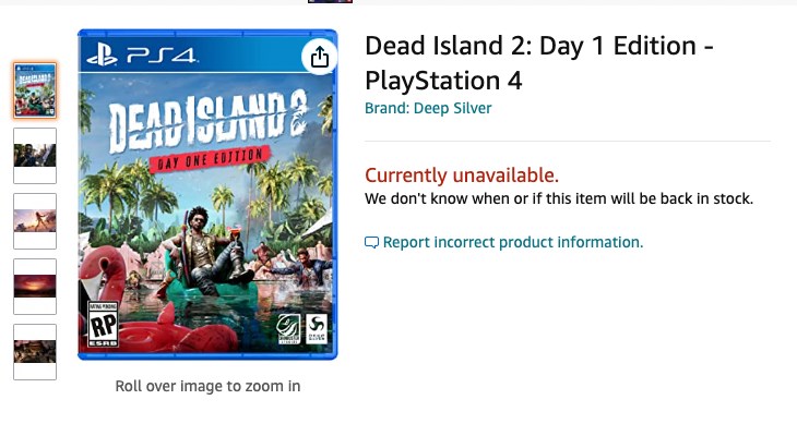 Dead Island 2 Amazon sayfası