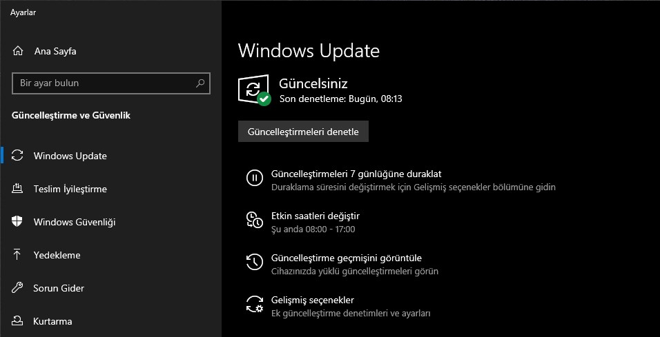 Windows 10 güncelleme