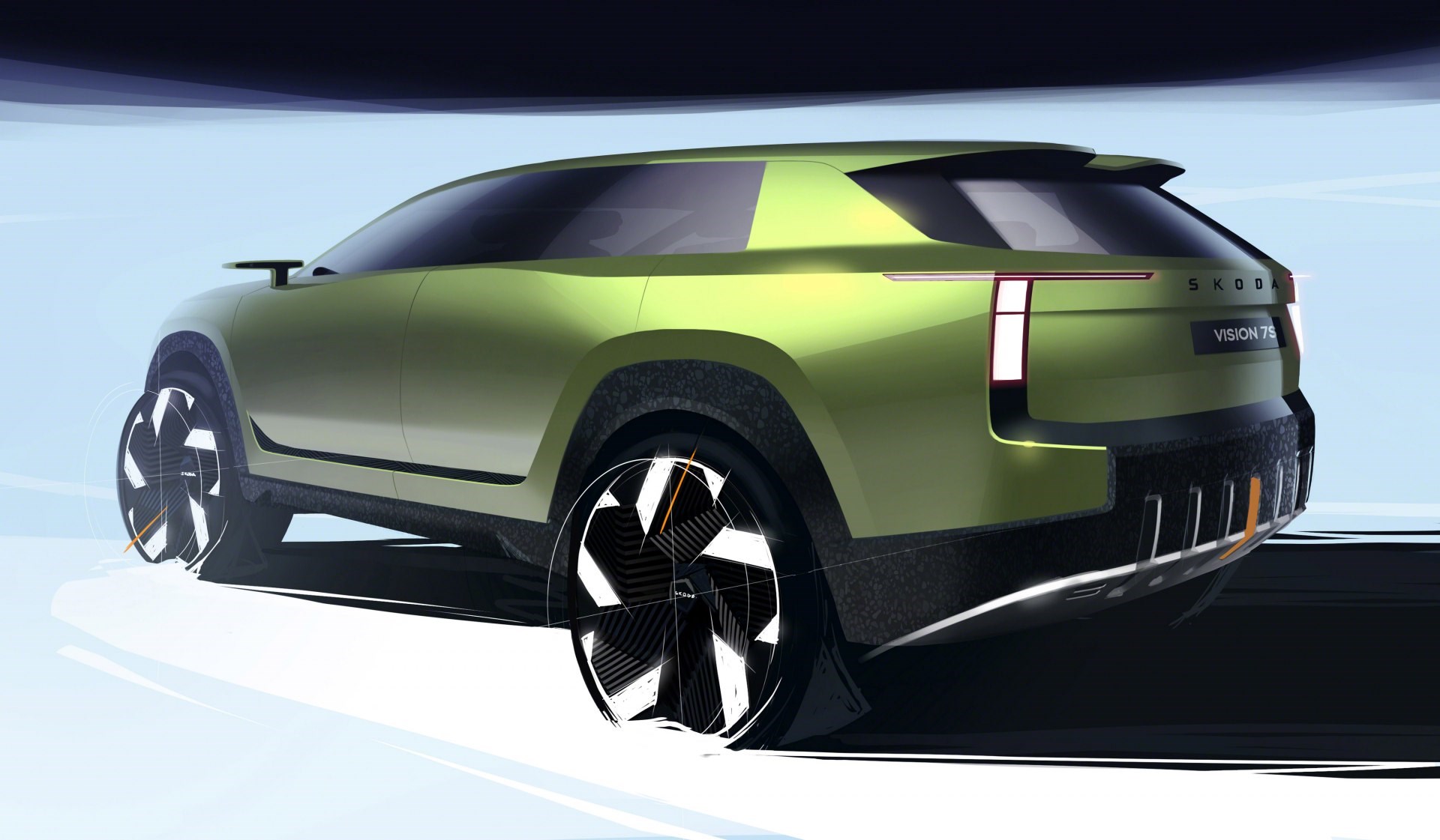 Skoda, elektrikli SUV konsepti Vision 7S'in çizimlerini paylaştı