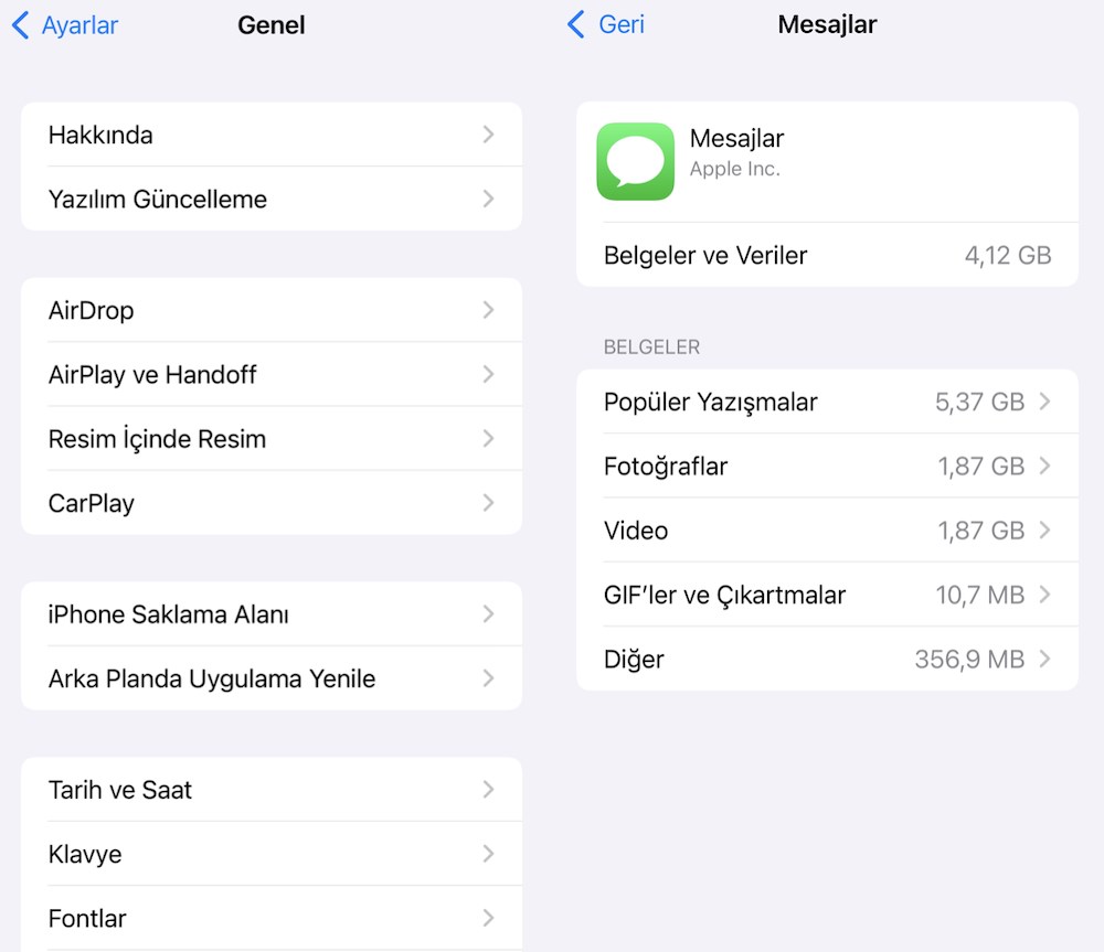 iPhone mesaj ekleri silme