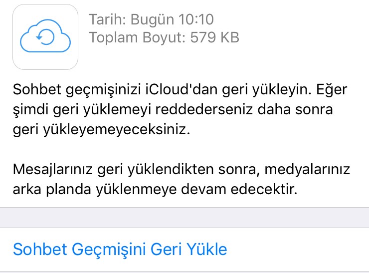 whatsapp icloud geri yükleme