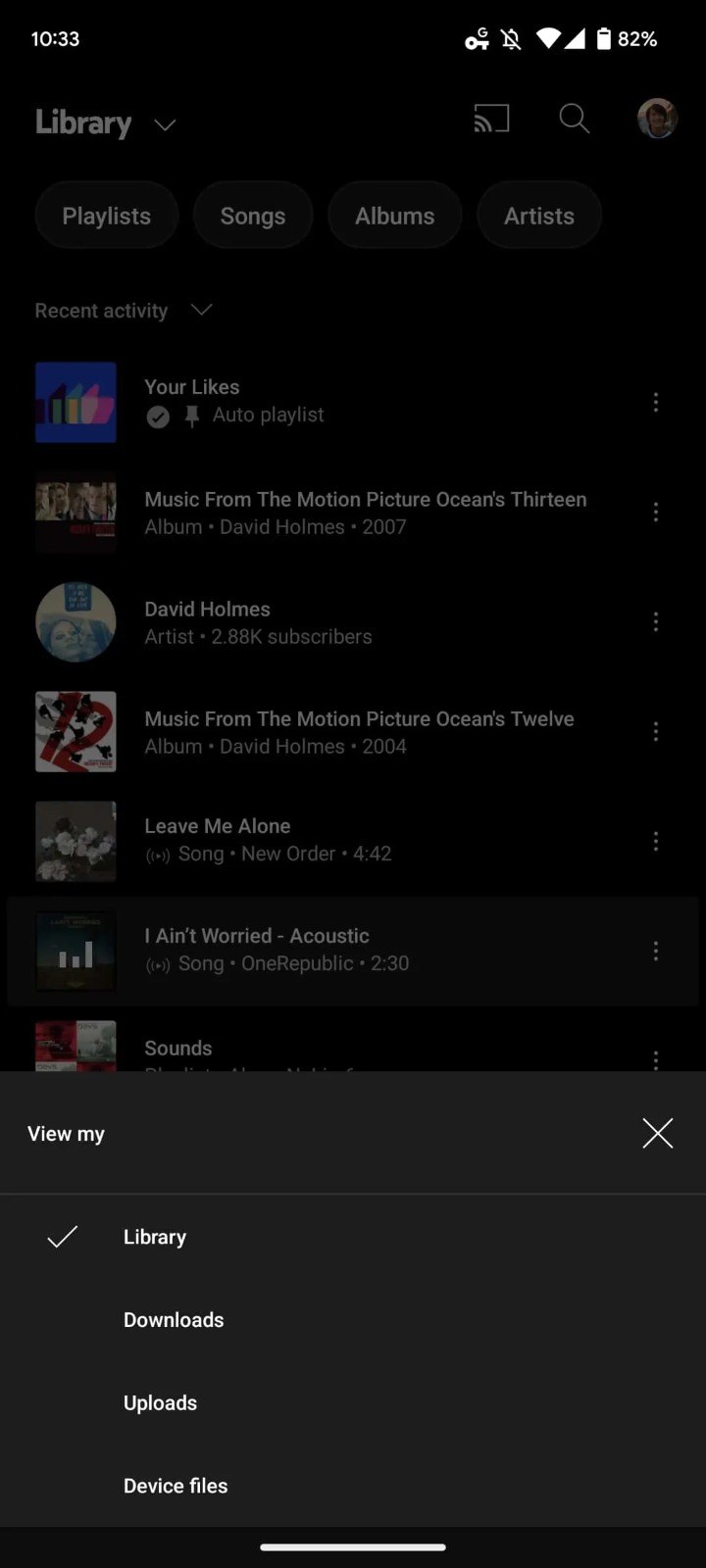 YouTube Music, Kitaplık sekmesinin tasarımını yeniledi