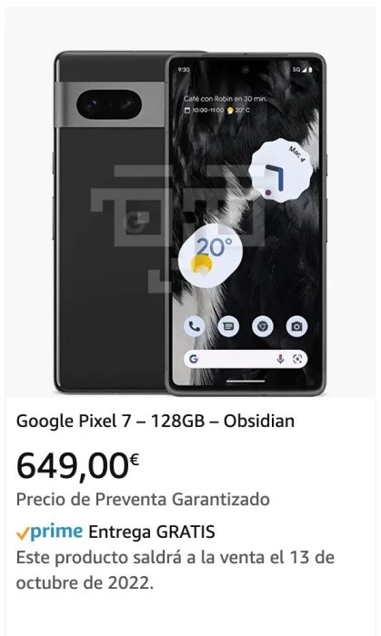 Pixel 7 İspanya Amazon sayfası