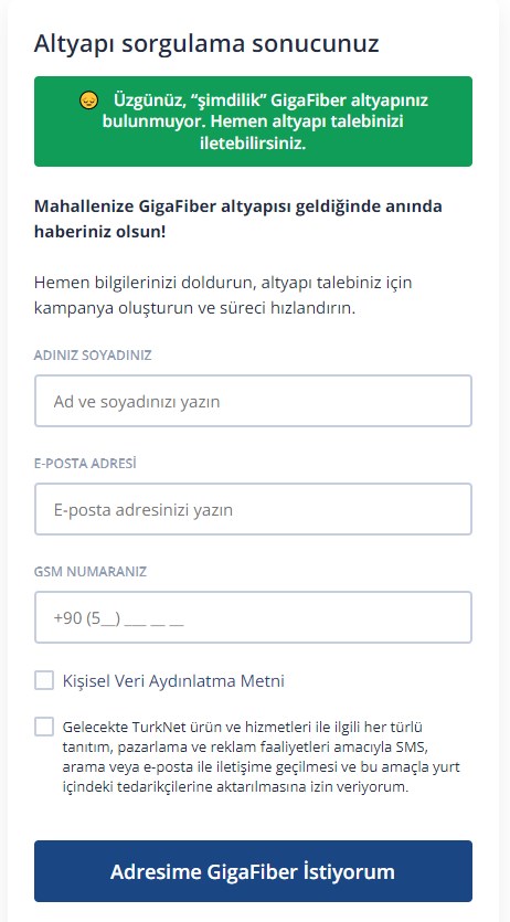 GigaFiber istiyorum nedir? Gigafiber altyapı başvurusu