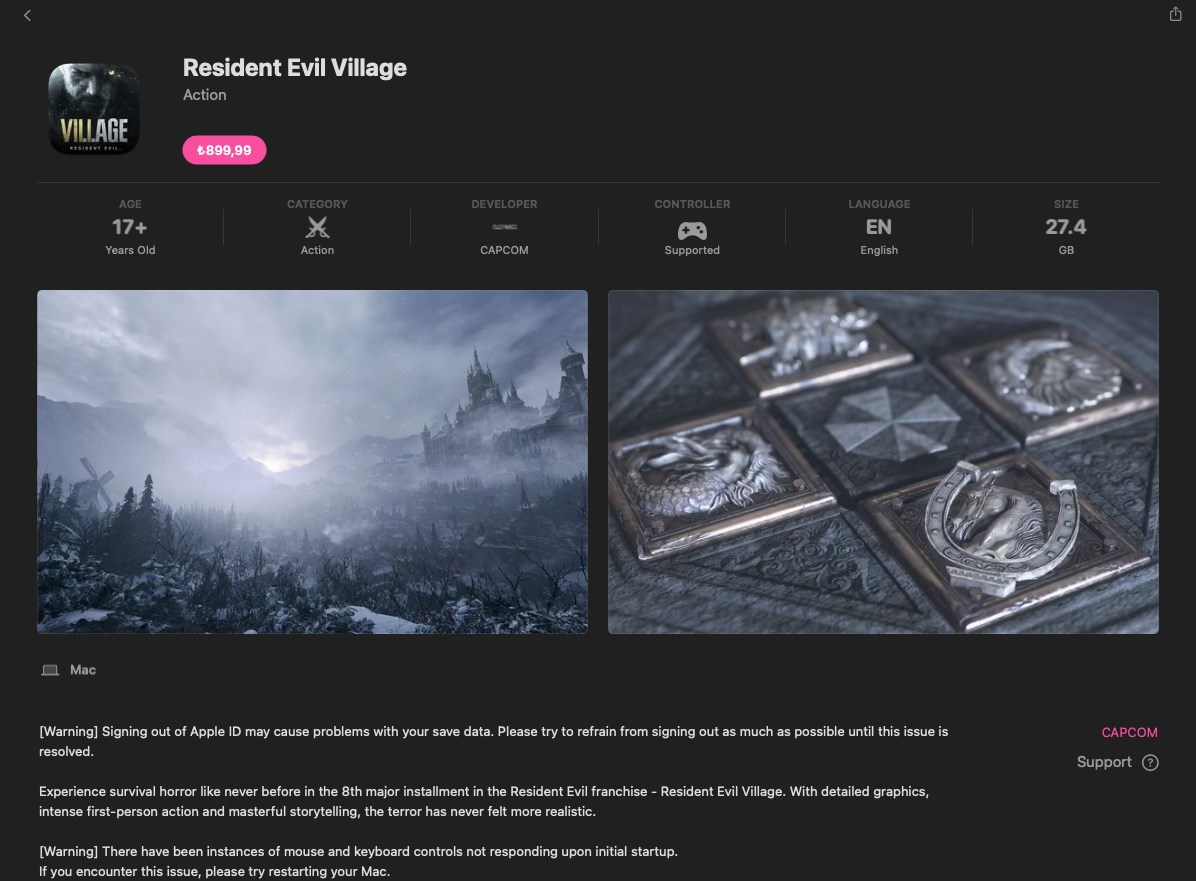 Resident Evil Village M işlemcili Mac cihazları için yayınlandı
