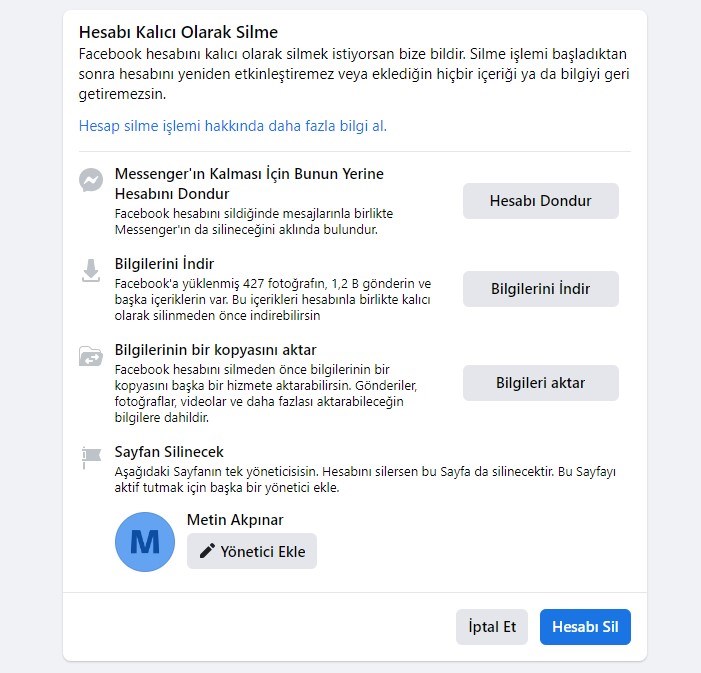 facebook kalıcı silme nasıl yapılır?