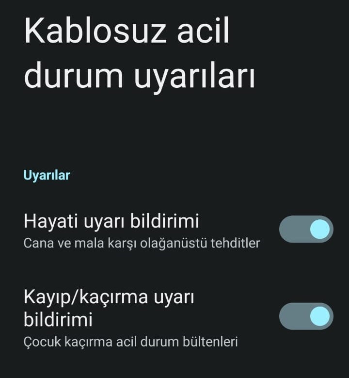 Android hayati uyarı bildirimi