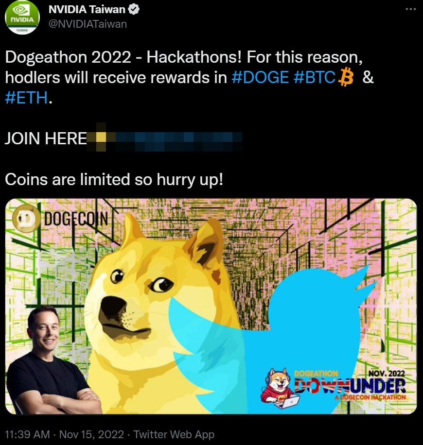 Nvidia'nın Twitter hesabı hacklendi: Dogecoin görseli paylaşıldı