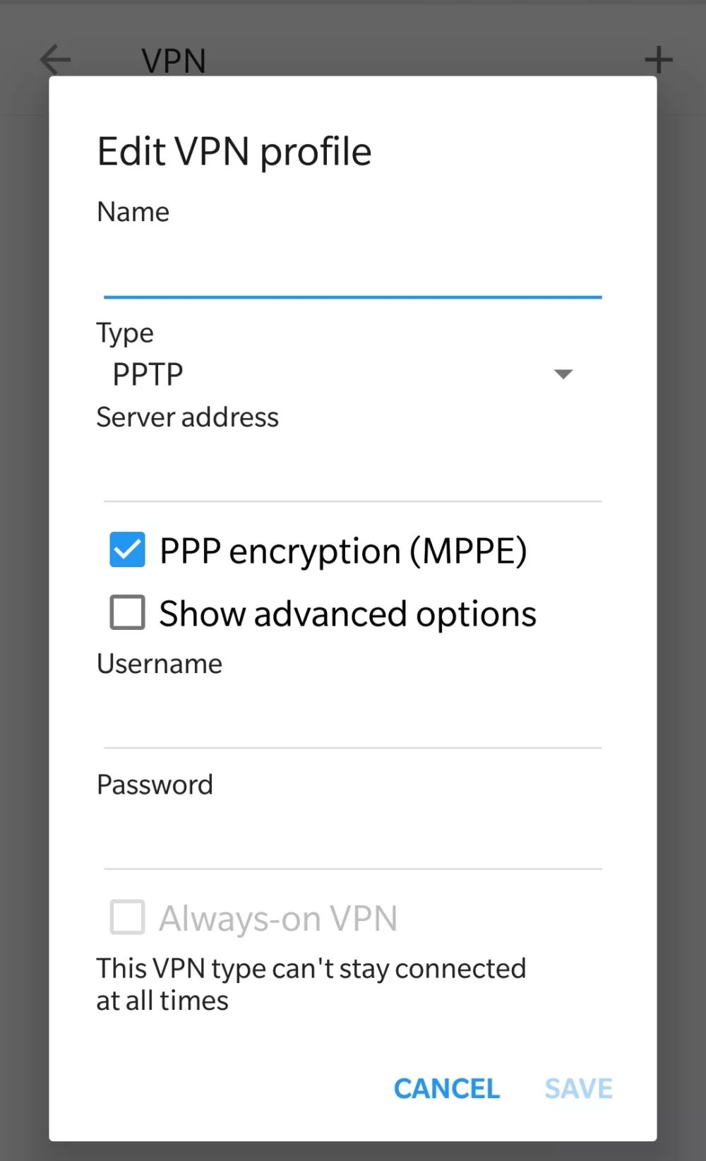 android vpn ekleme