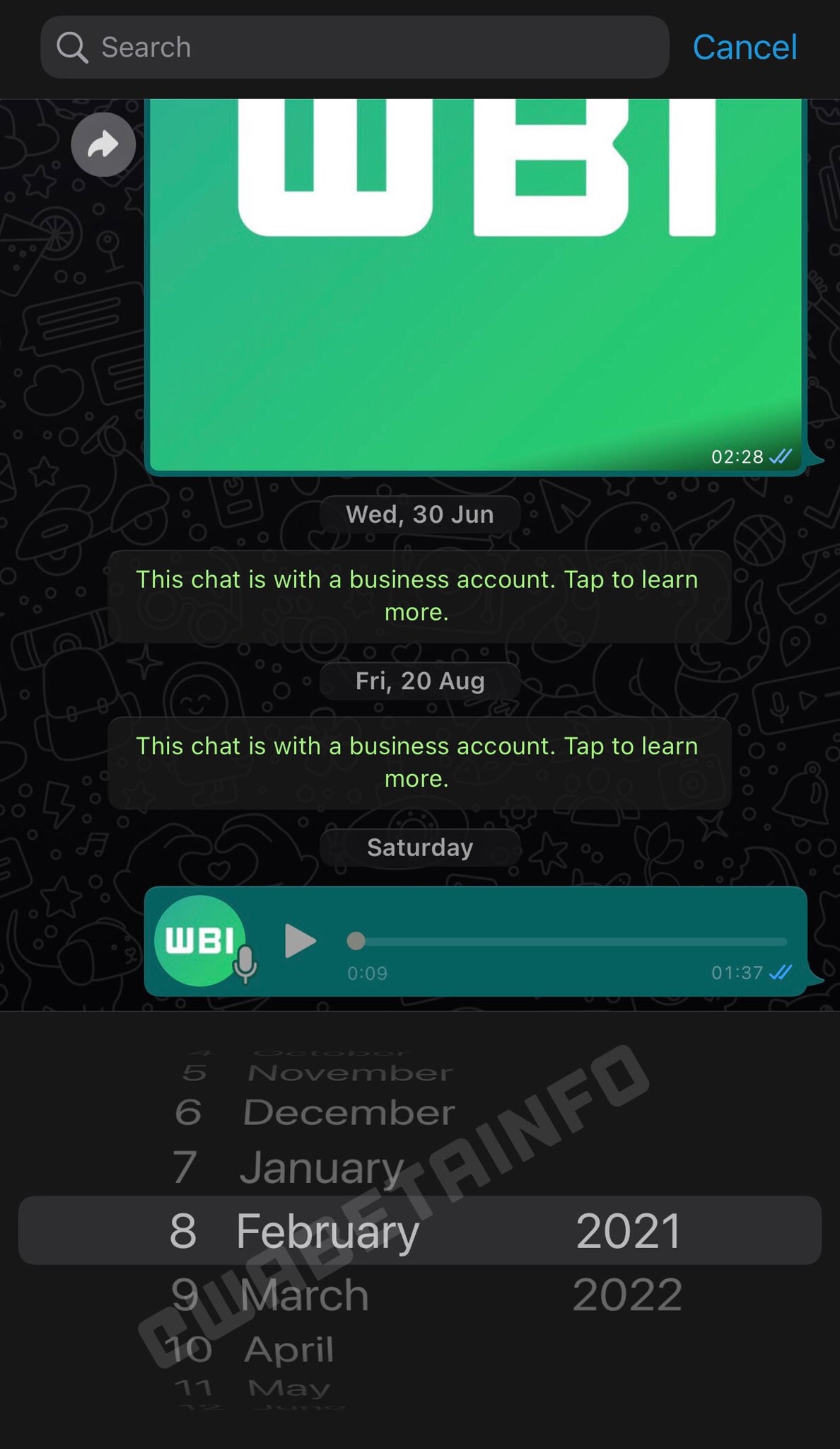 whatsapp mesajları tarihe göre filtreleme
