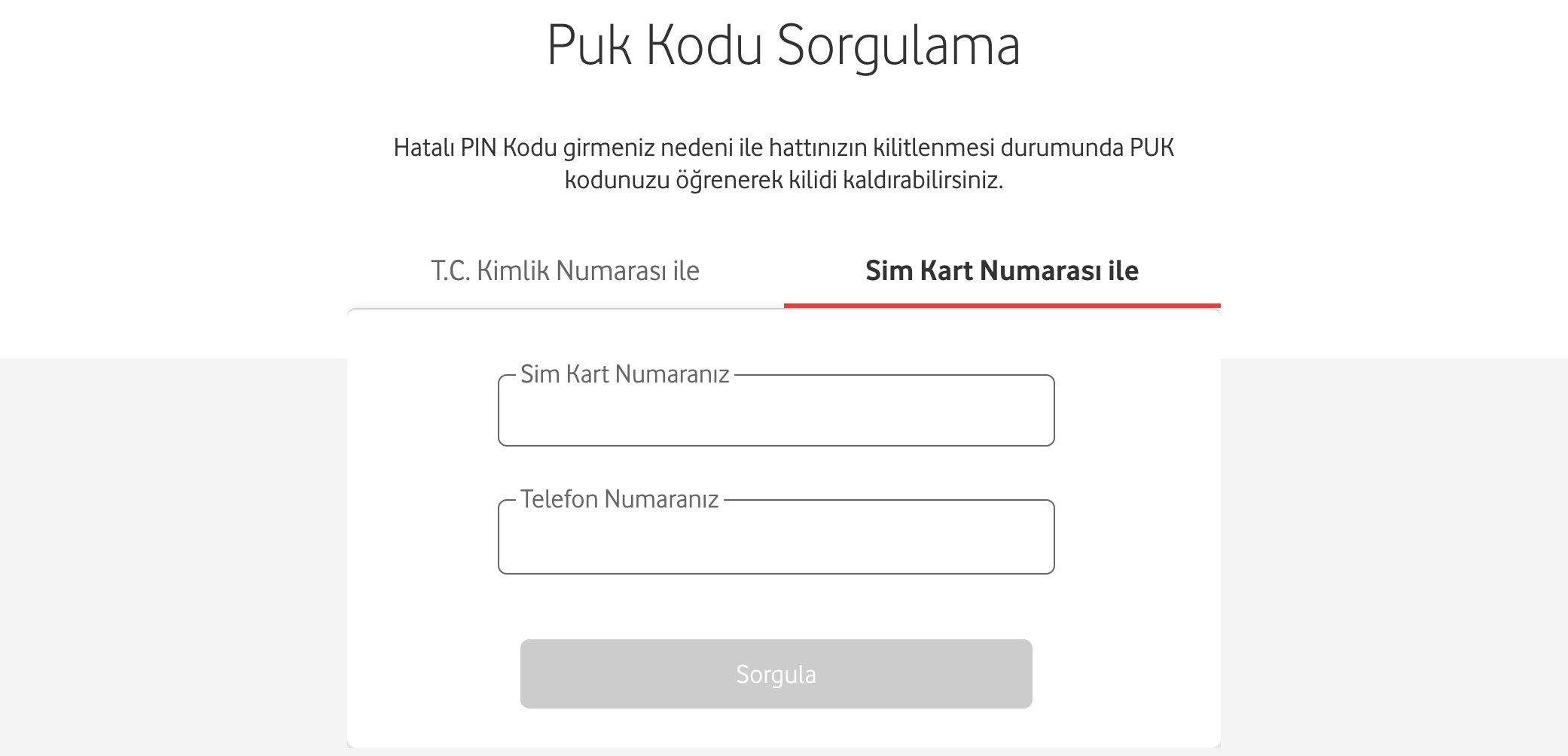 vodafone puk kodu öğrenme