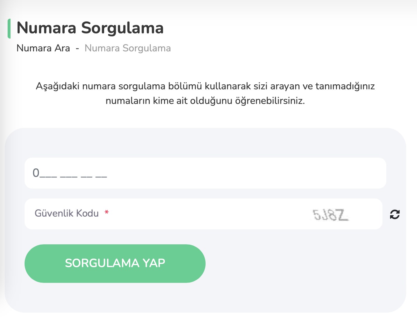 numara sorgulama