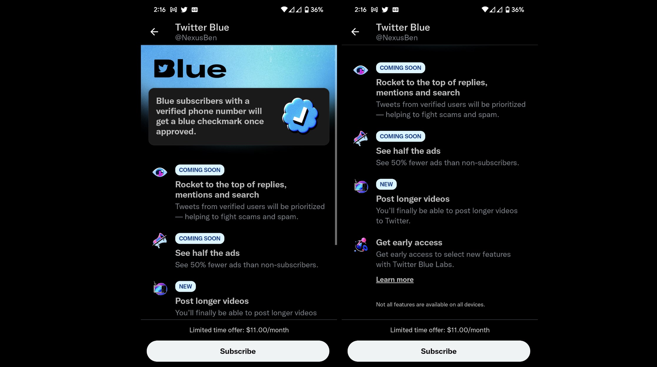 twitter blue abonelik android
