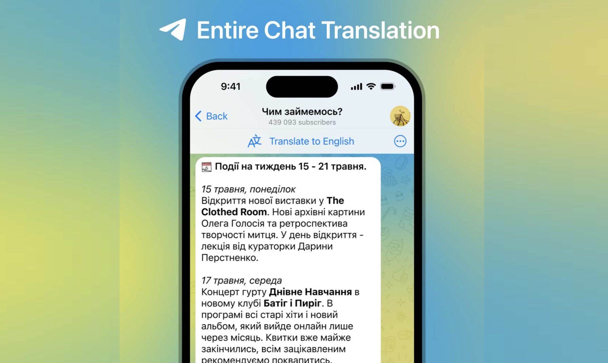 telegram sohbet çeviri özelliği