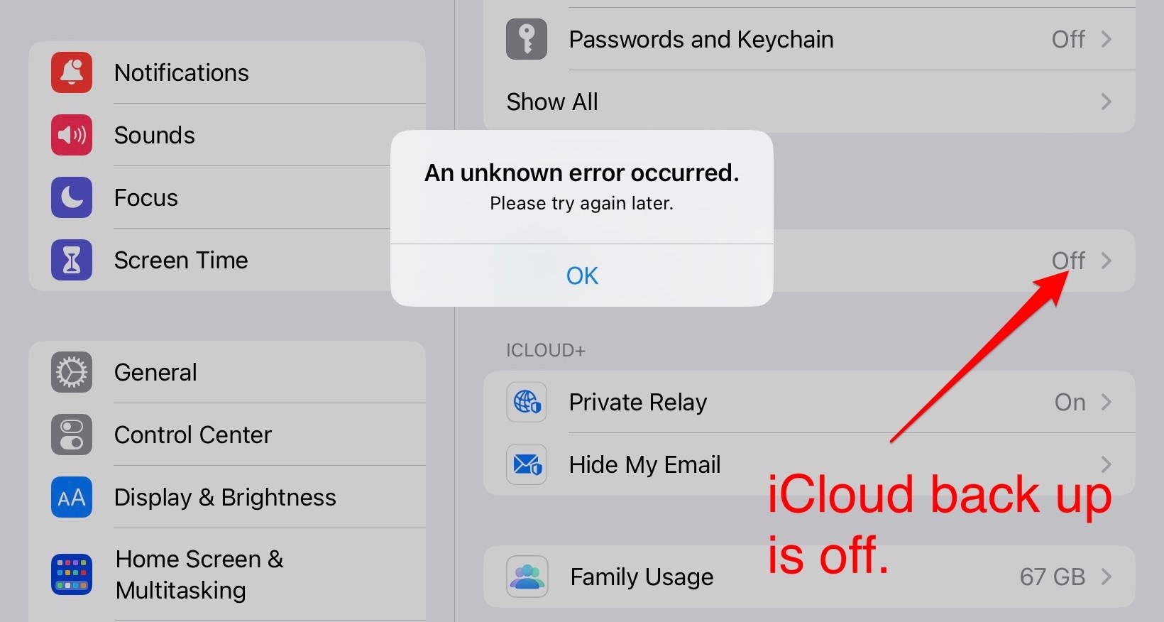 iOS 16.3 iCloud yedekleme devre dışı