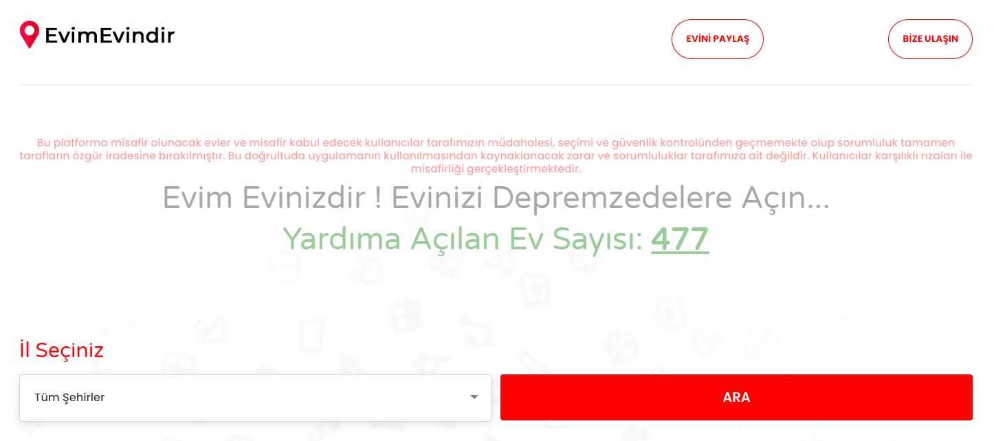 Depremzedelerin ücretsiz konaklama için faydalanabileceği siteler