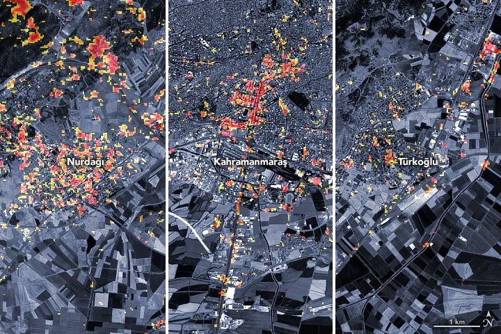NASA, deprem sonrası oluşan hasarın uydu görüntülerini paylaştı