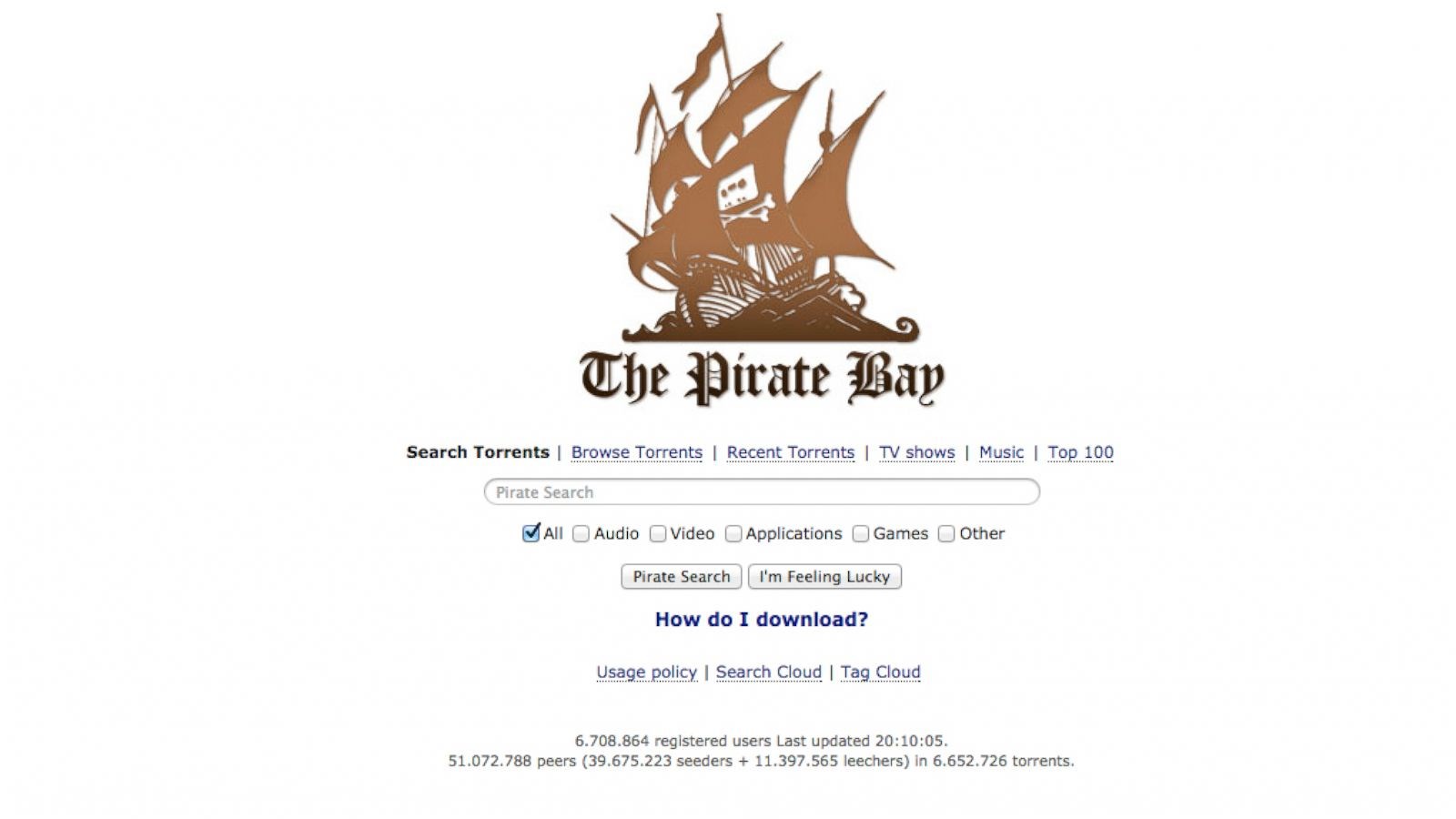 The Pirate Bay torrent indirme sitesi