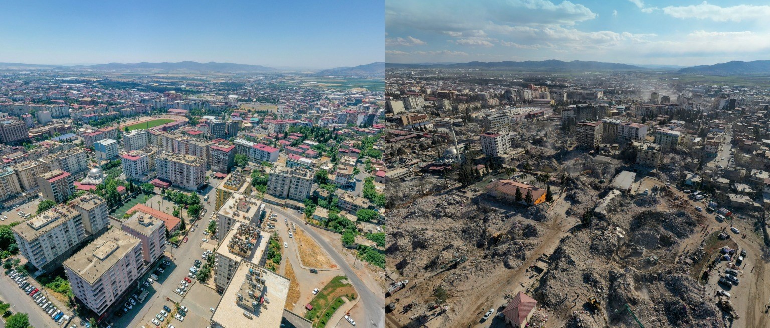 Kahramanmaraş’ta depremin öncesi ve sonrasını gösteren görüntüler
