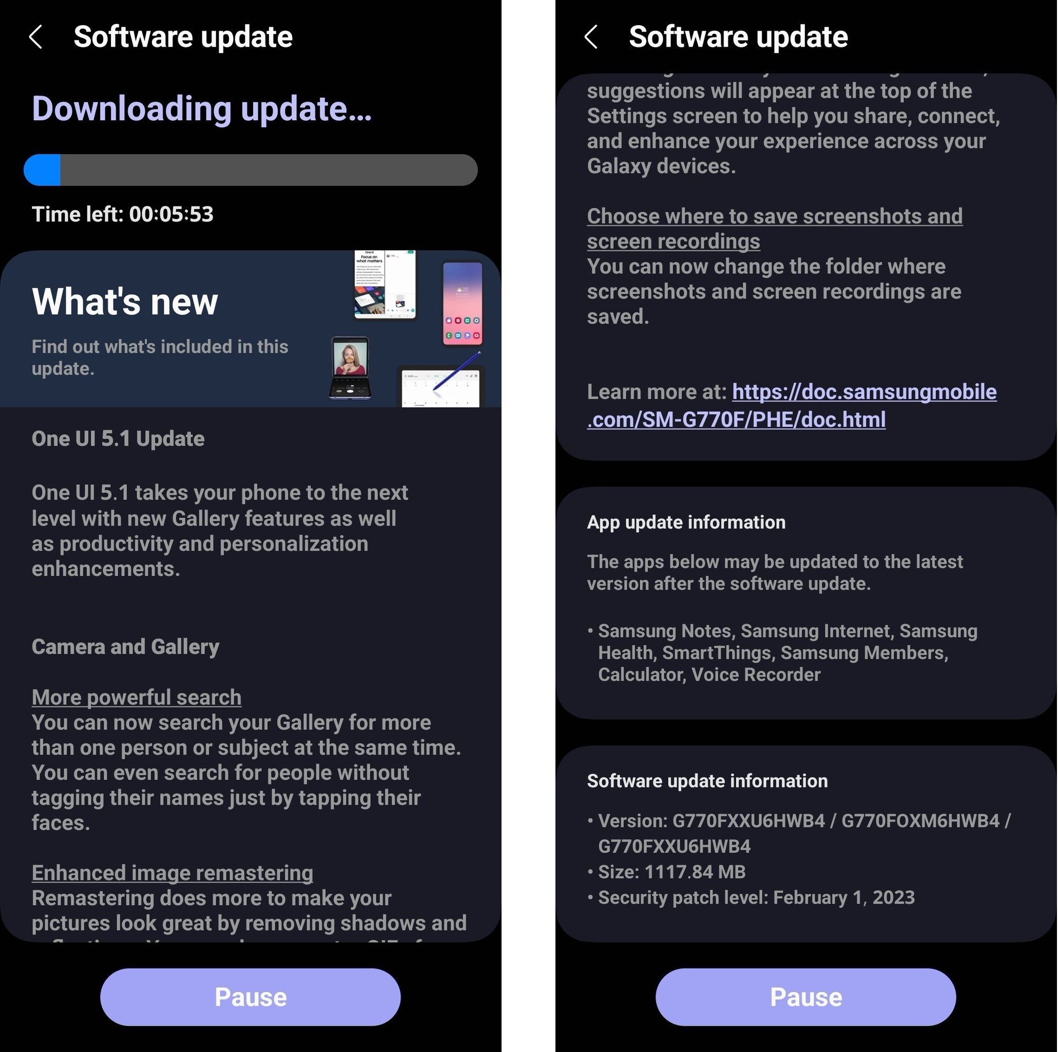 Galaxy S10 Lite One UI 5.1 güncellemesi