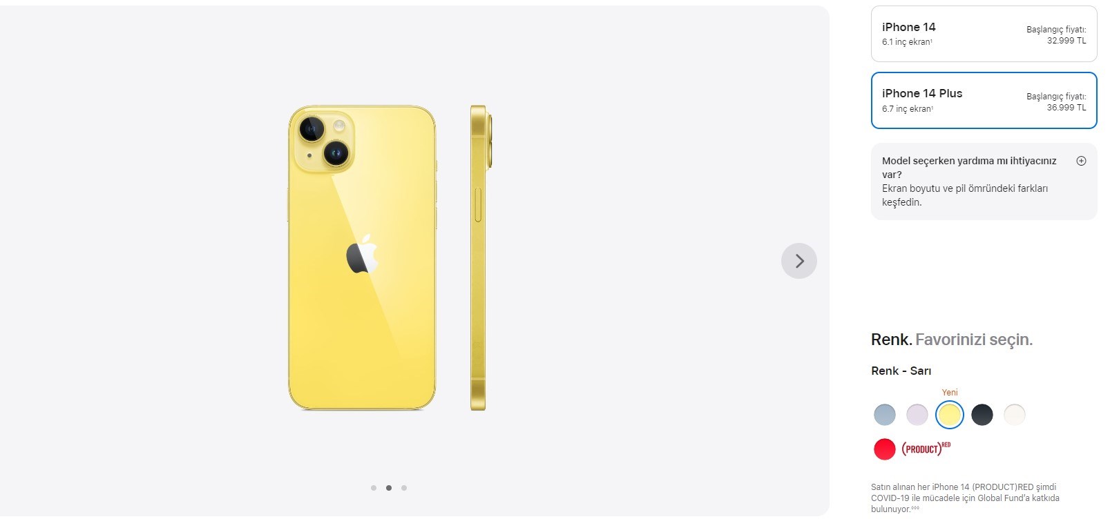 Civciv sarısı iPhone 14 ve iPhone 14 Plus satışa çıktı