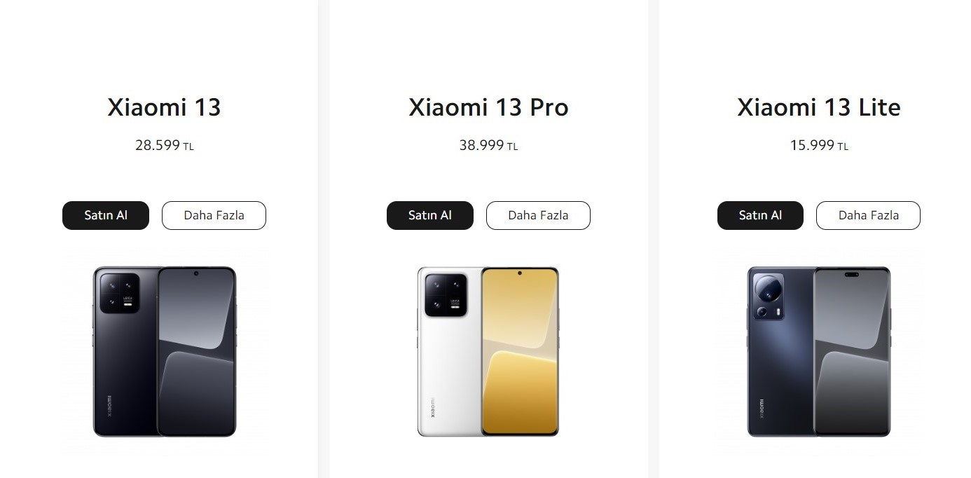 Xiaomi 13, 13 Pro ve 13 Lite fiyatı