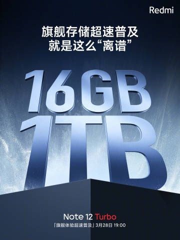 Redmi Note 12 Turbo, 16 GB RAM ve 1 TB depolama ile gelecek