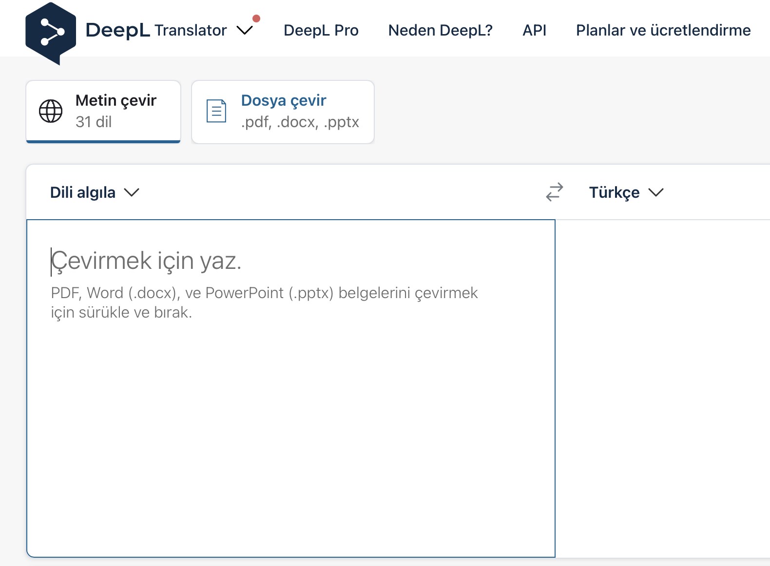 deepl ingilizce türkçe çevirici