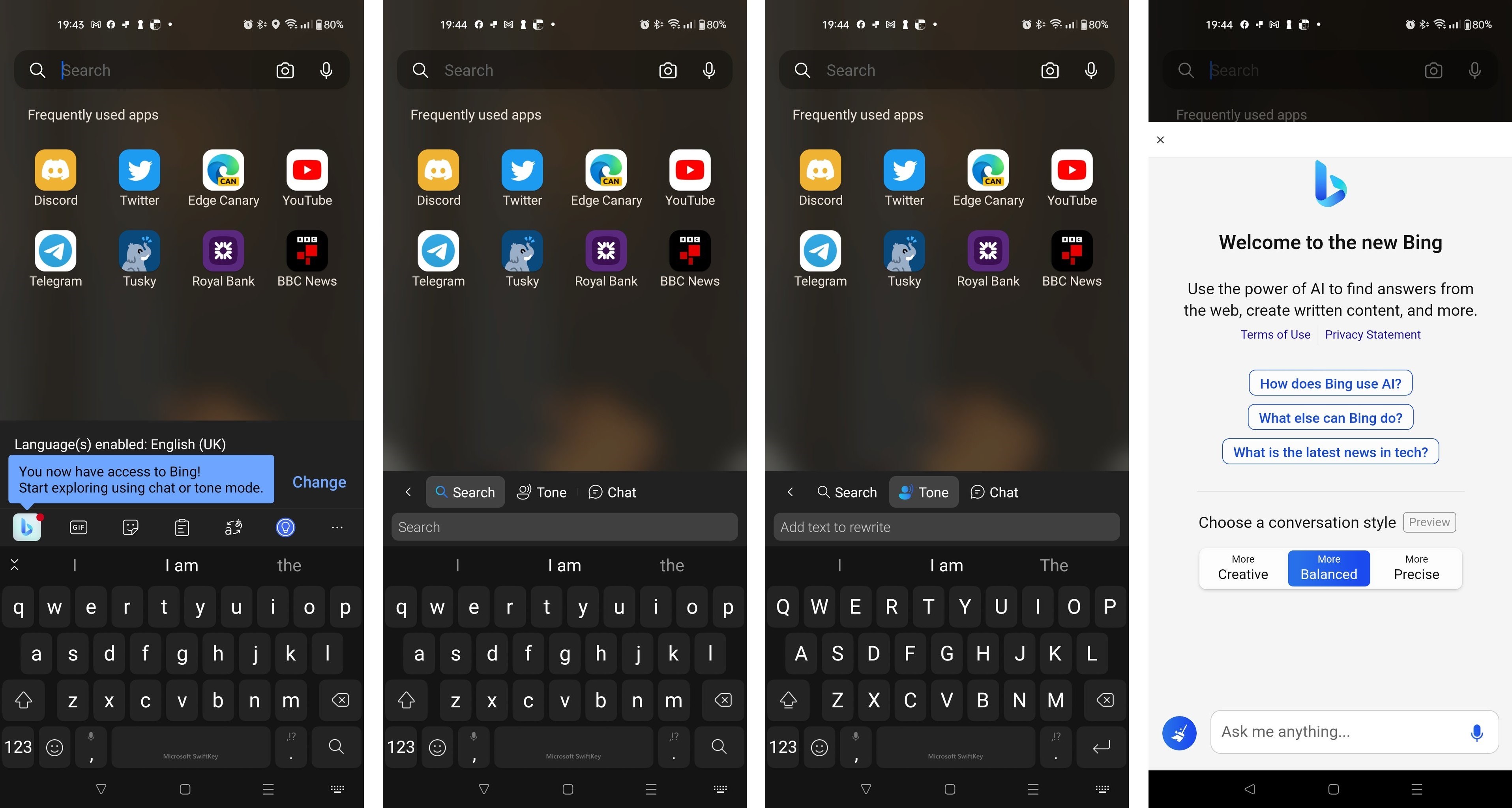 Yapay zekalı Bing, SwiftKey klavyeye geliyor