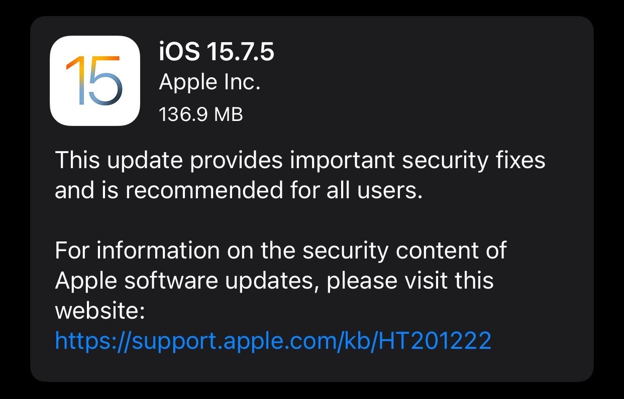 iOS 15.7.5 güncellemesi yayınlandı