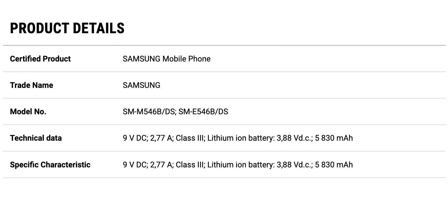Samsung Galaxy F54'ün pil kapasitesi ve şarj hızı belli oldu