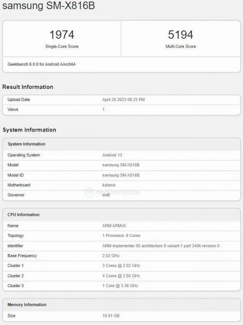 Samsung Galaxy Tab S9 Plus, Geekbench'te listelendi