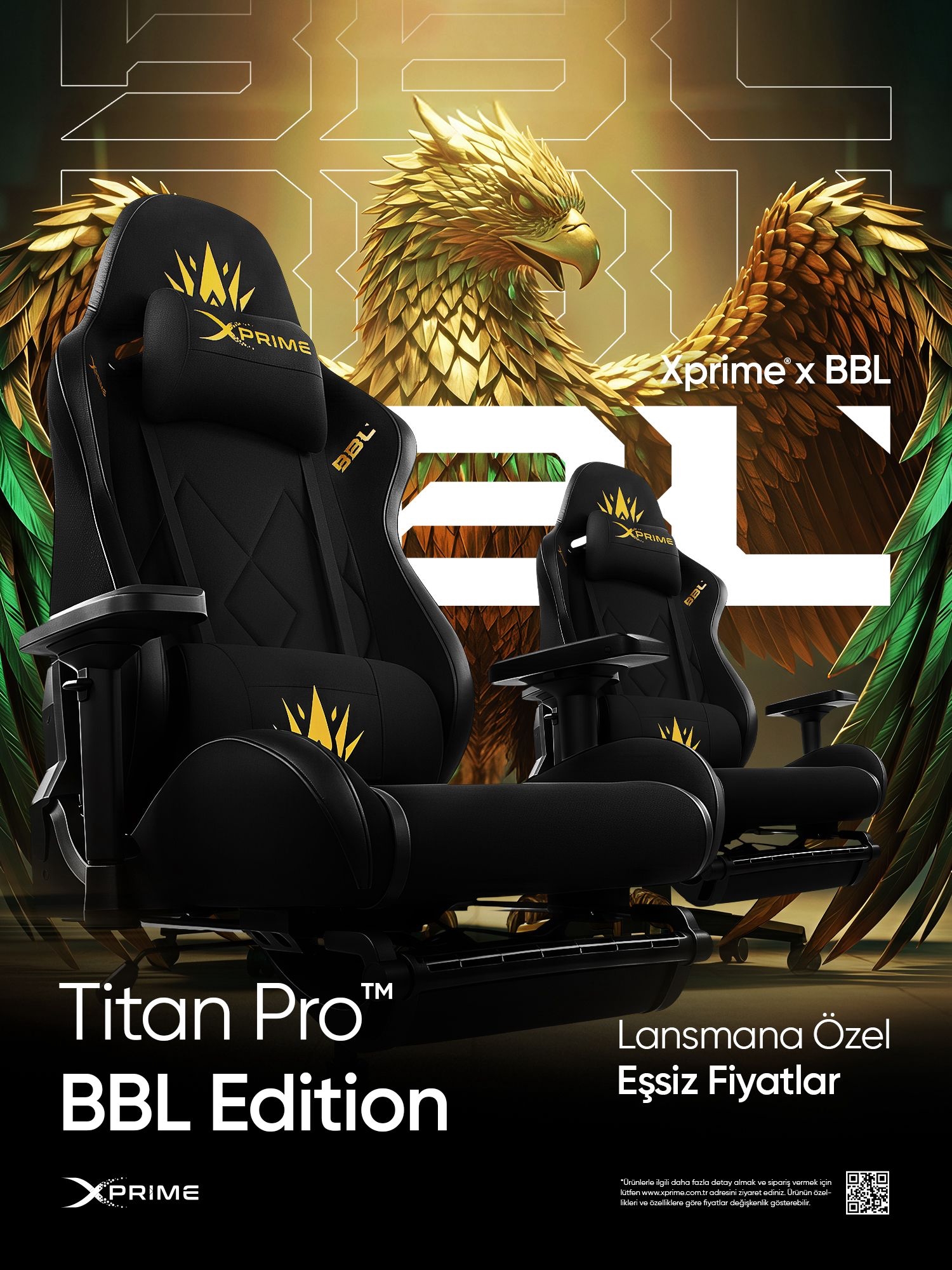 Xprime Titan Pro BBL Edition Kumaş Oyuncu Koltuğu Siyah