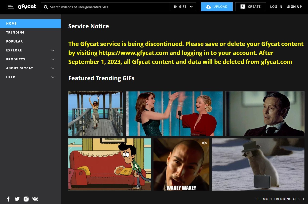 GIF paylaşım platformu Gfycat, 1 Eylül itibarıyla kapanıyor